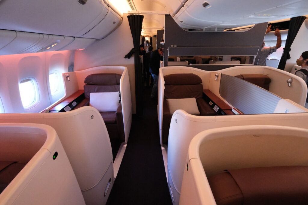 The JAL first class cabin interior