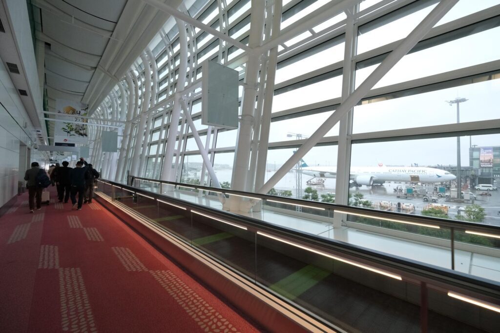 For part of these services, Haneda airport has converted gates into queuing areas, which requires a bit of walking between many different areas.