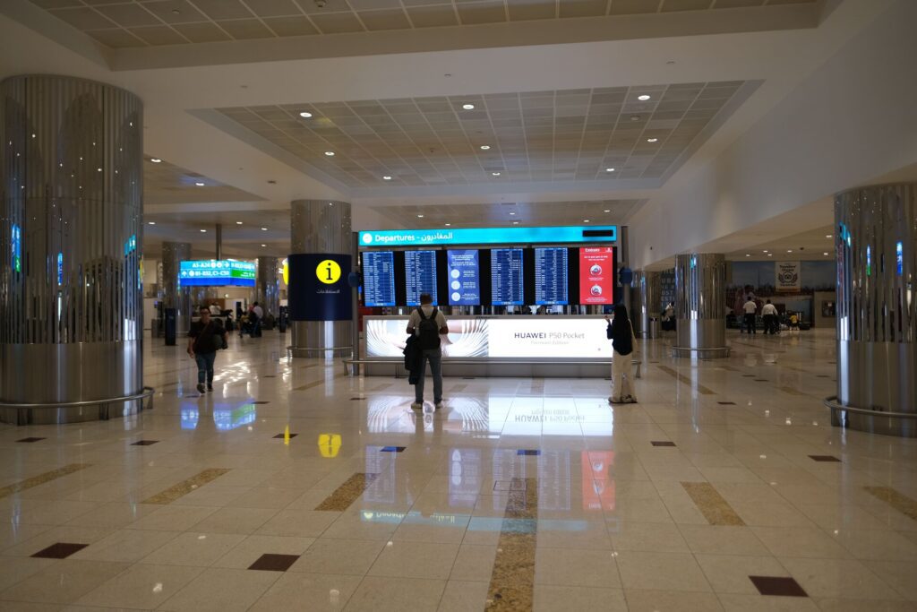 The massive expanse of DXB Terminal 3, this whole terminal is located below the airport itself.