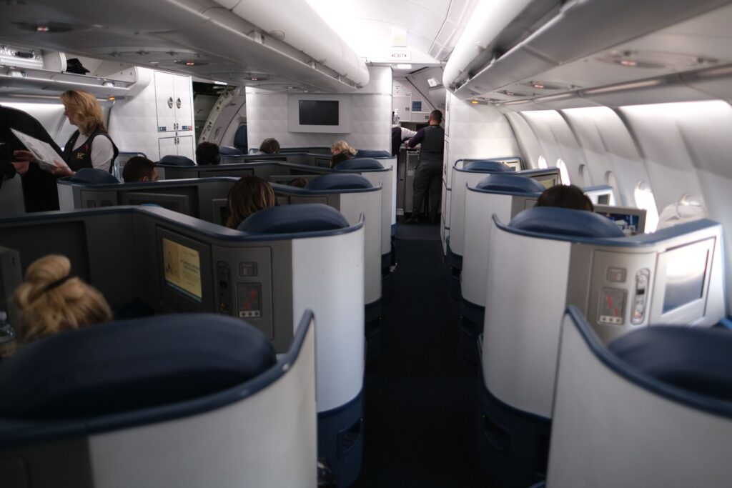 the interior View from the hallway beside my assigned seat. Delta One