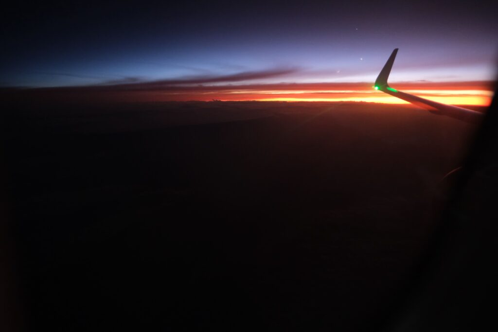I was able to capture the sunset mid-flight.