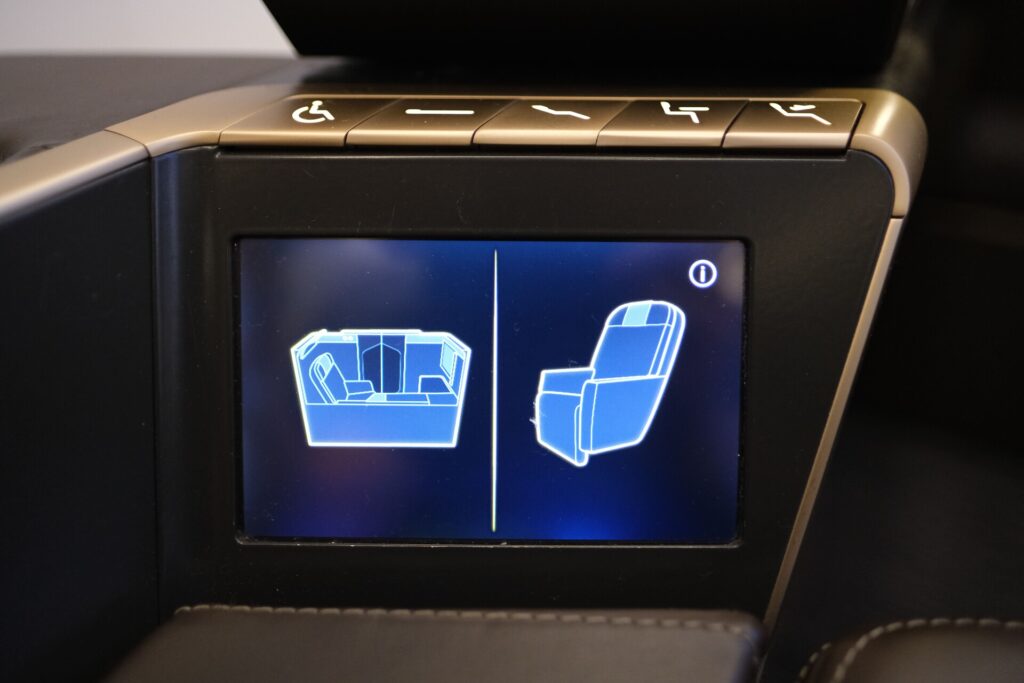 Seat controls in LED displays - lighting and seat functions.
