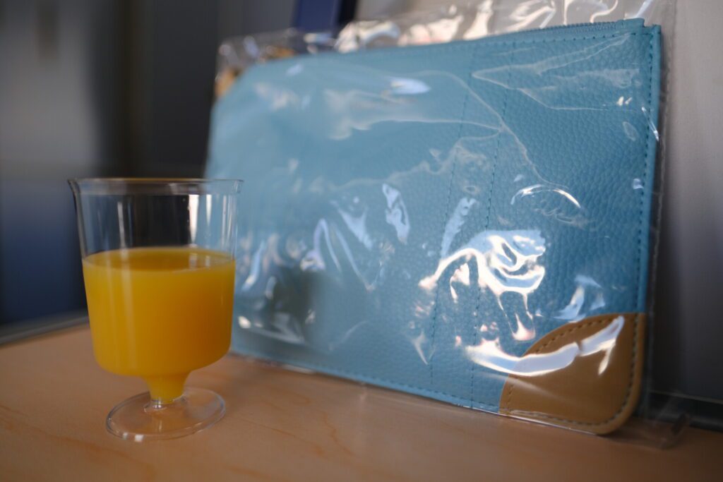 Prior to departure, we were served a choice of either Champagne, or Orange Juice. I picked the OJ. 