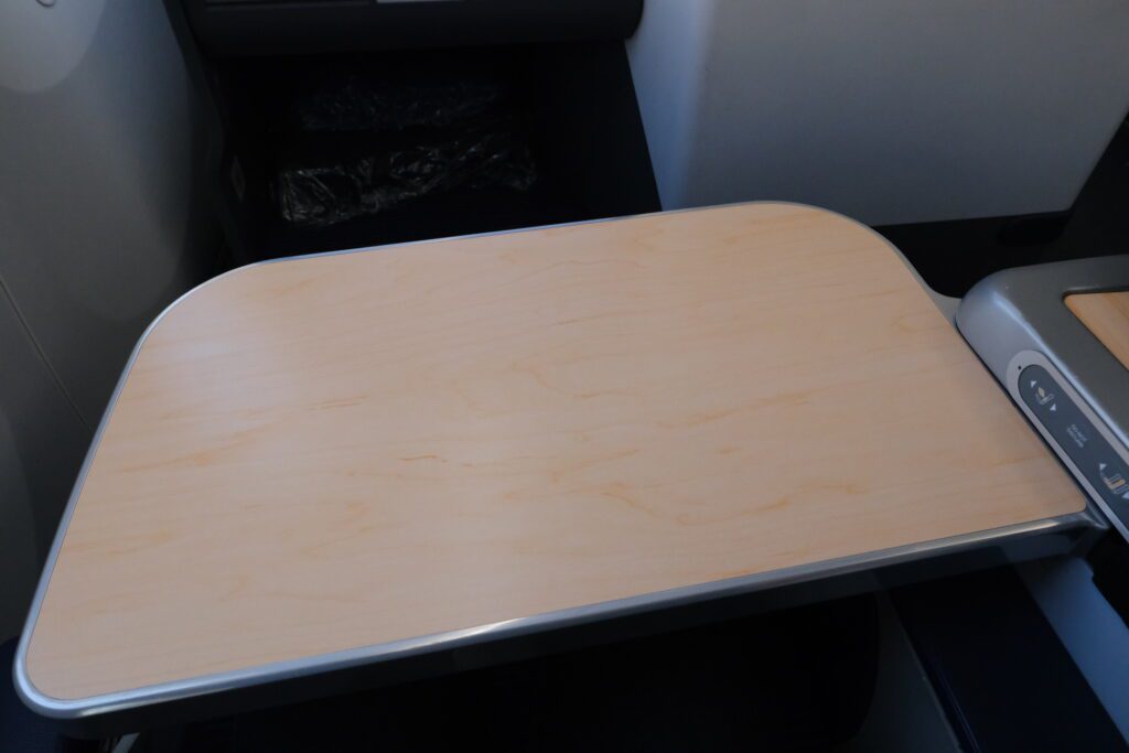 ANA Business class seat table deployed
