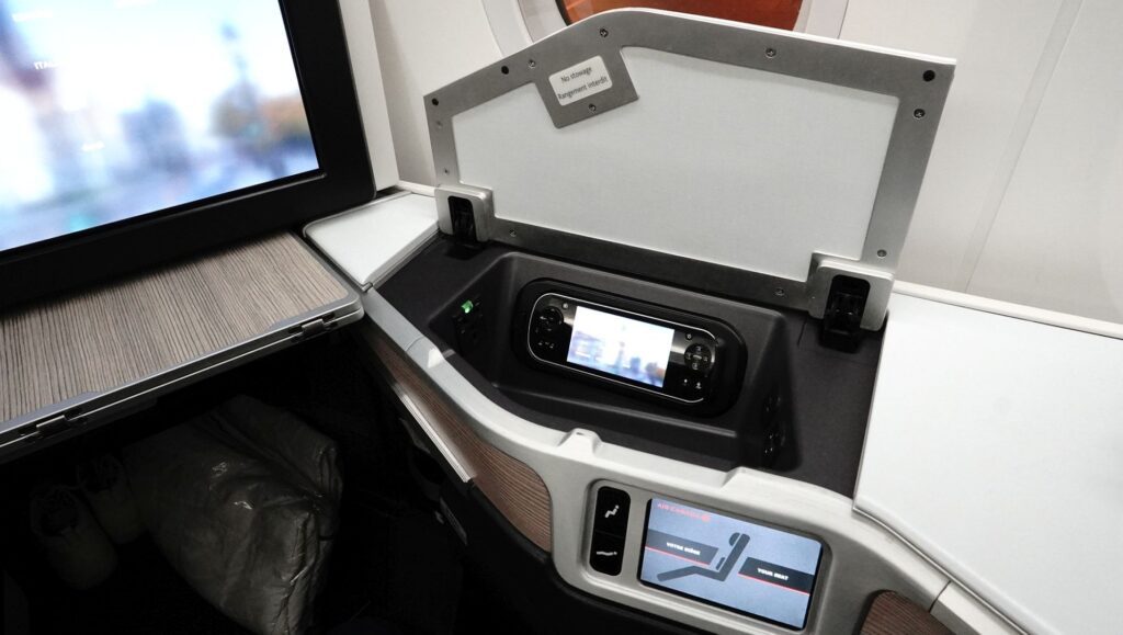 Air Canada Business Class seat 6K seat and IFE controls