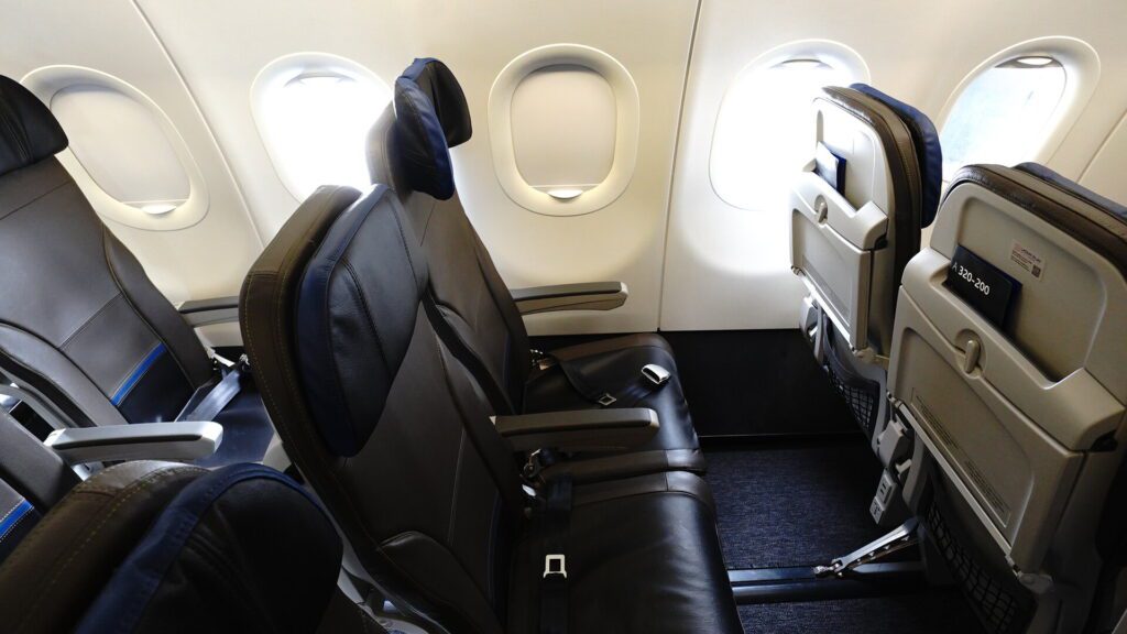 View of LATAM Premium Economy seat from the aisle