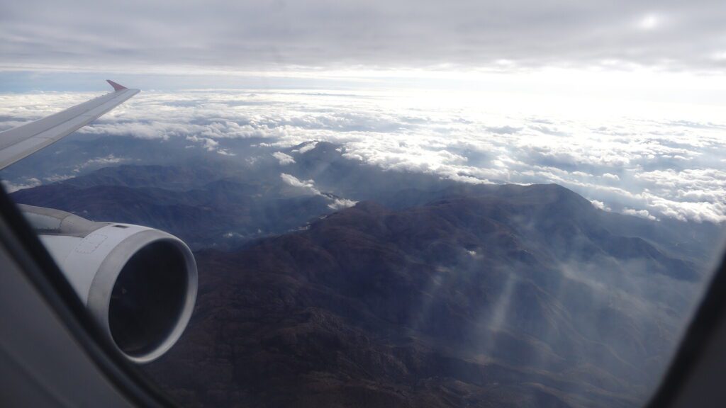 Crossing the first section of the Andes after take off