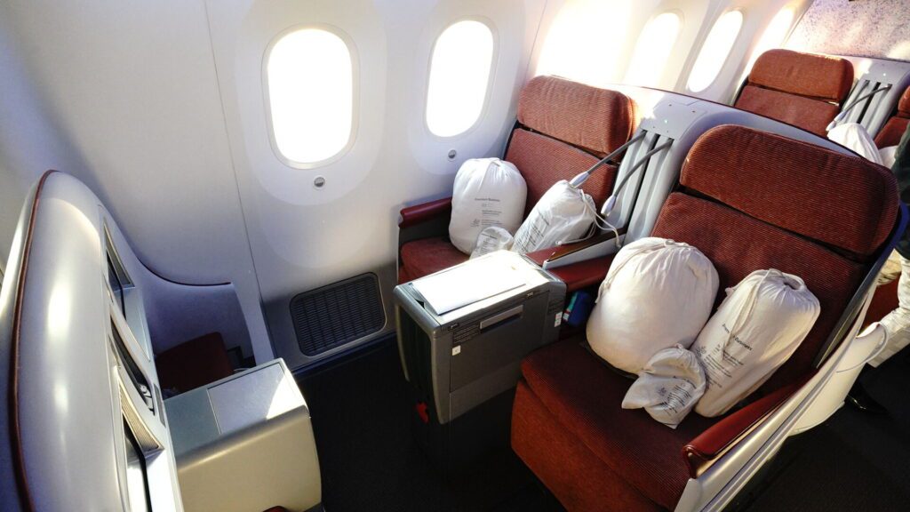 LATAM business class seat 4J with prime viewing windows.