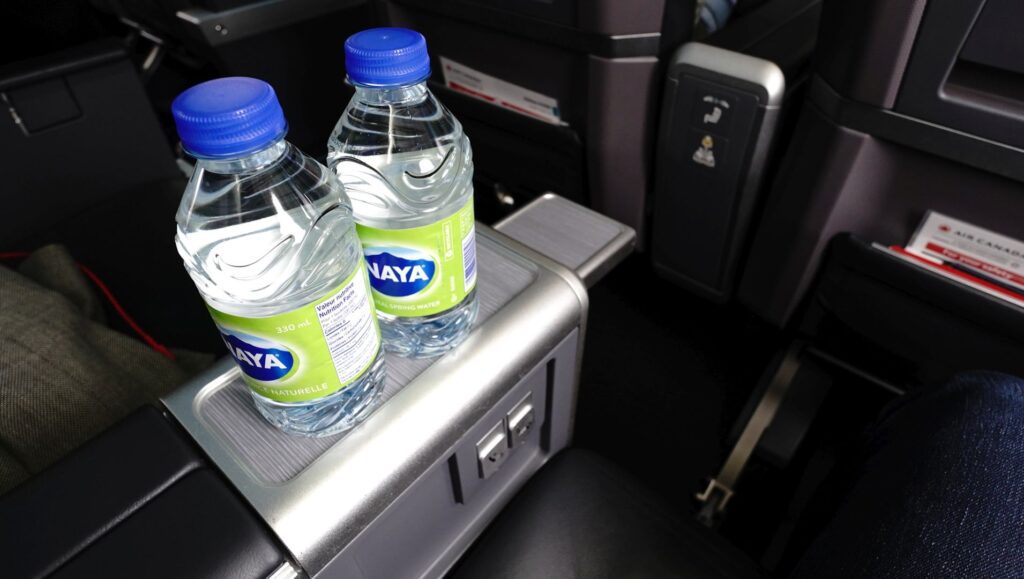  Air Canada Business Class water bottles at seat