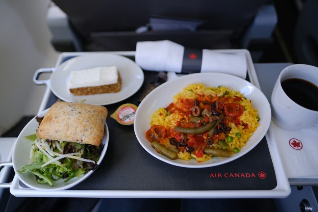 Air Canada Jazz Business Class three course meal