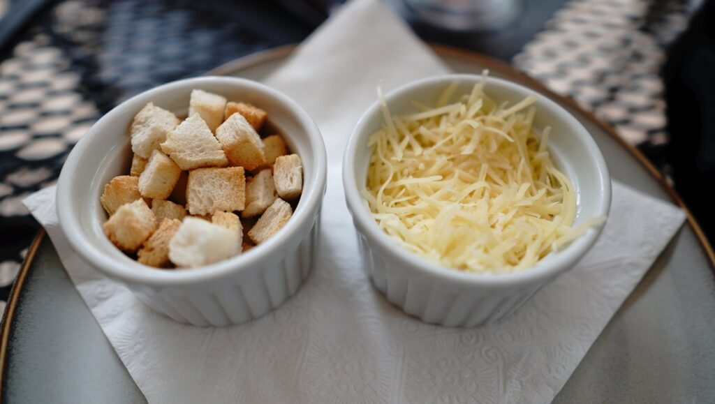 Croutons and cheese