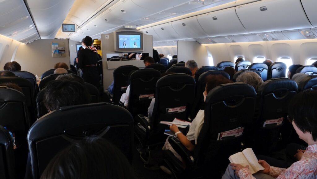 Japan Airlines interior mid-flight
