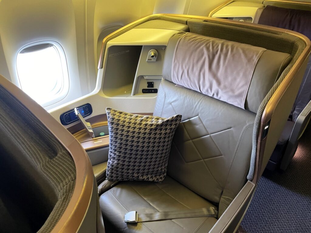 My Singapore Airlines business class seat is one of the most comfortable I have experienced