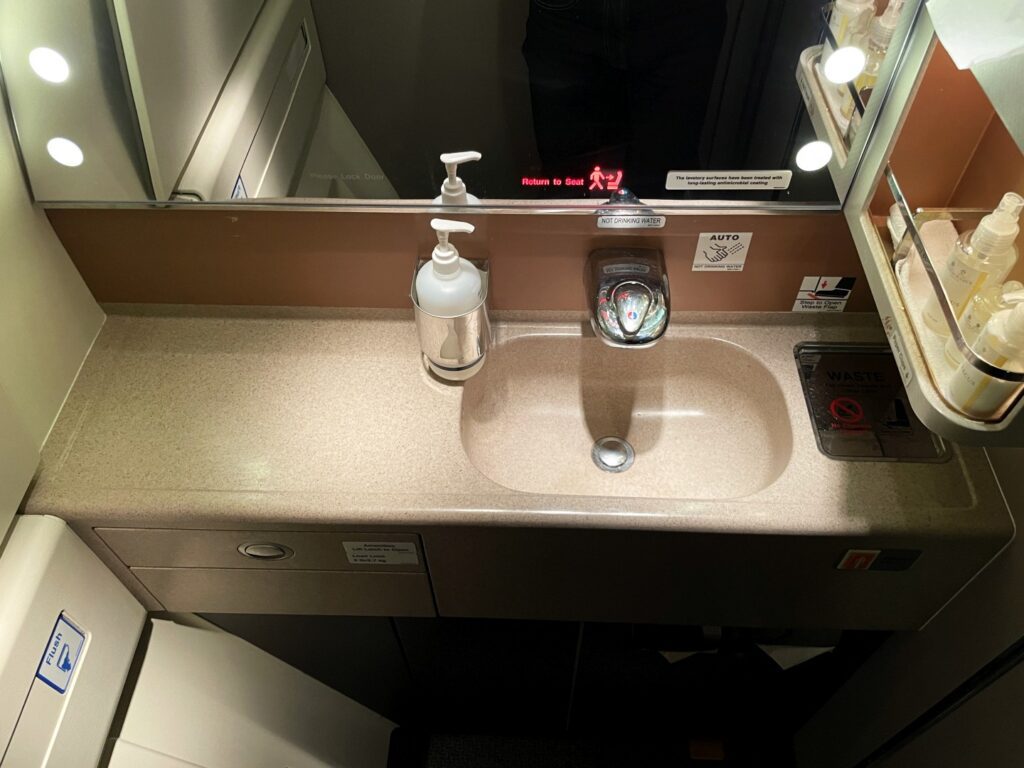 Singapore Airlines business class restroom sink