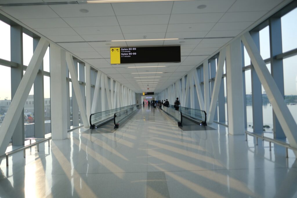 Light filled travelator at Delta's LGA Terminal C