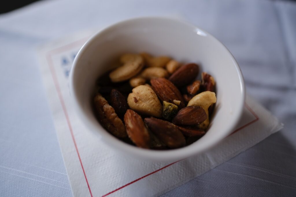 Warm nuts in a small warm bowl