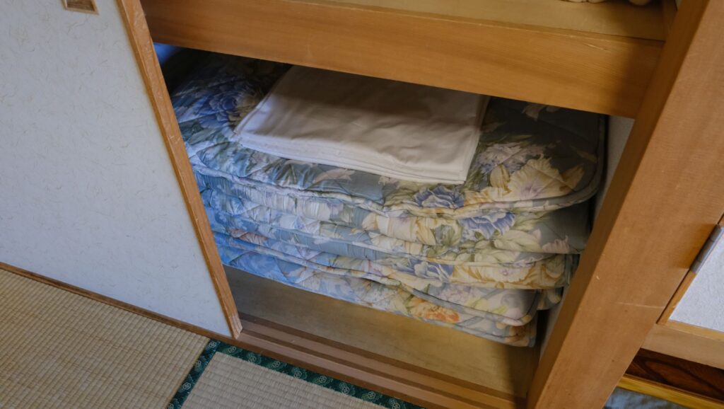 The Hotel Furano LaTerre sleeping mats stowed away
