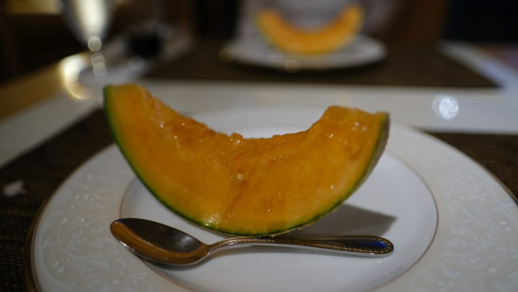 The delicious slice of melon for dessert