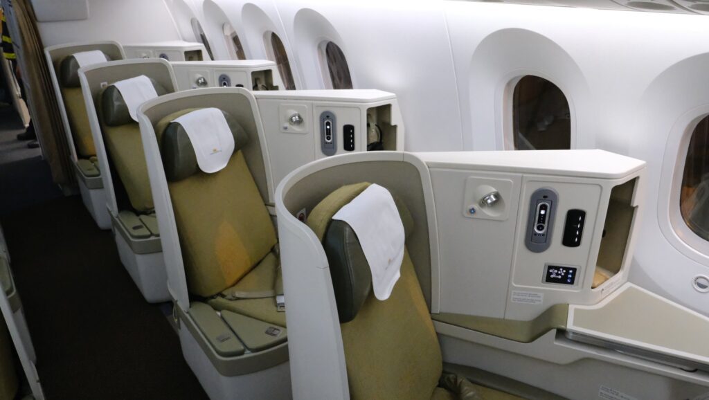 Left hand side of the business class cabin with seat 5A missing a window