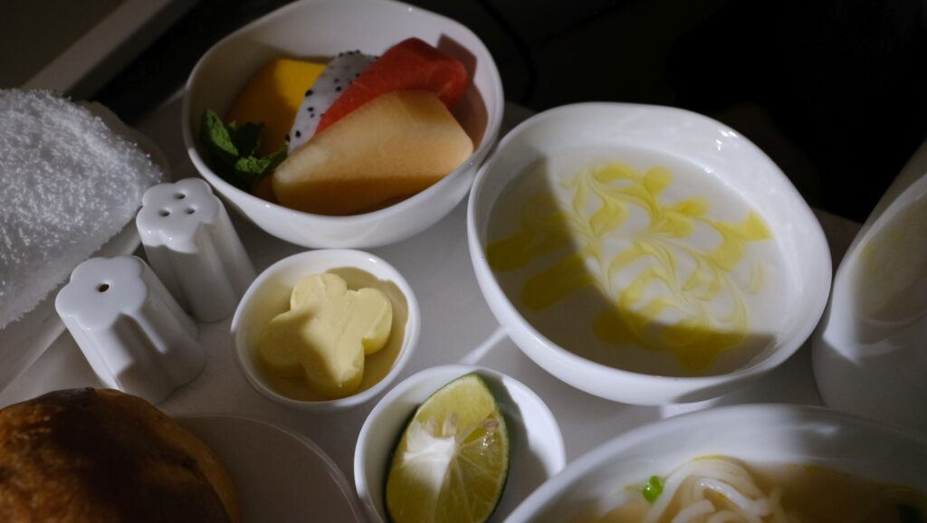 Yoghurt and fruit, along side the butter and lemon
