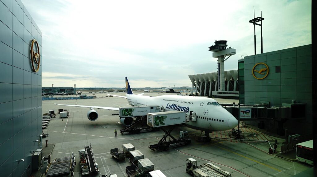 Our B747-800i at FRA's Gate Z69, in a view only possible in Germany