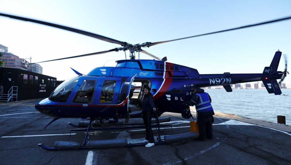 Boarding our helicopter