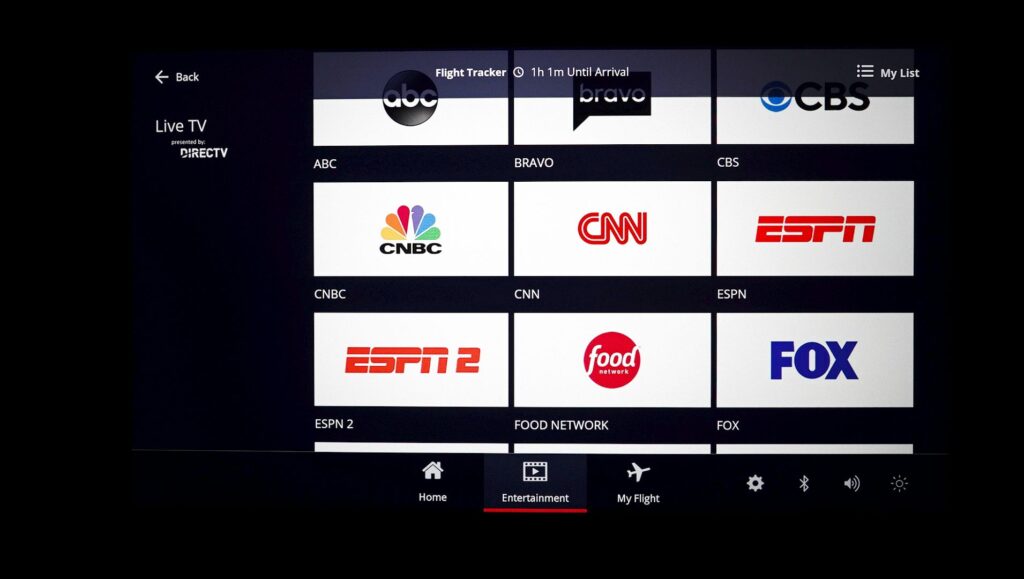 Delta's A321neo offers DirecTV live TV, much like their competitor