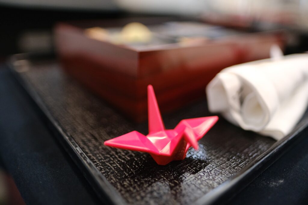 The little paper red crane was a nice touch and great presentation