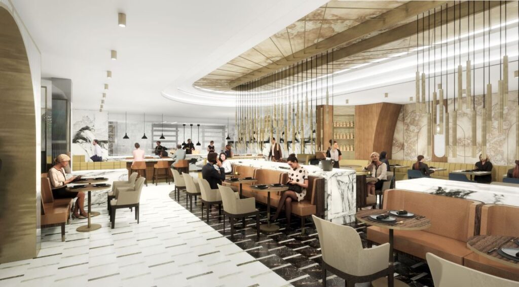 Render of the new Delta JFK Premium lounge restaurant and dinning area - image courtesy of Delta