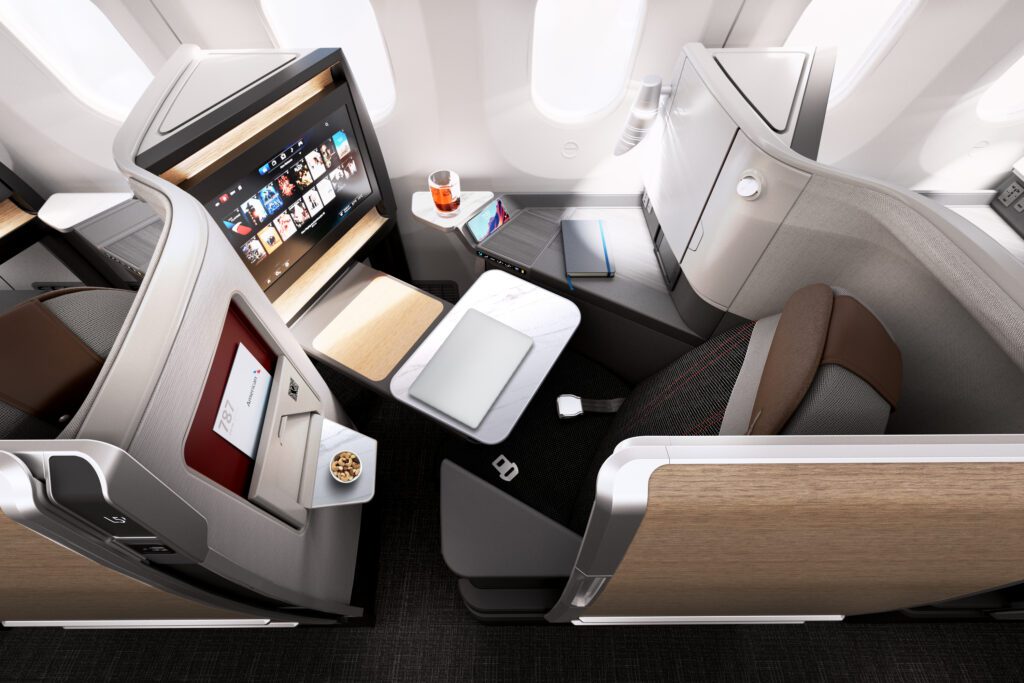 The new American Airlines business class seat is feature rich - image courtesy of American Airlines