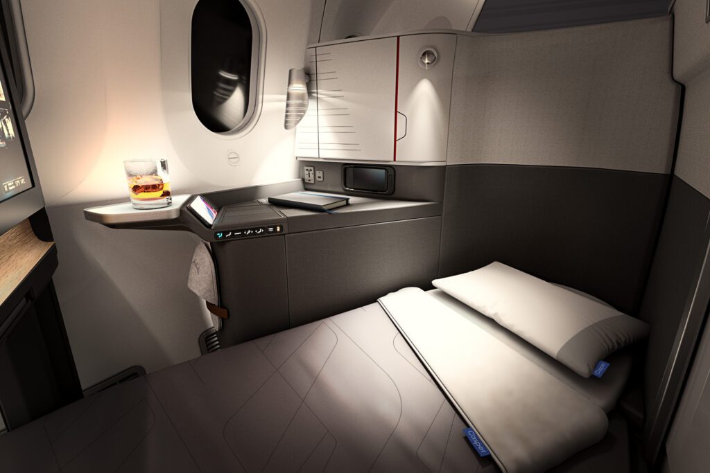 The new seat in lie flat mode.- image courtesy of American Airlines