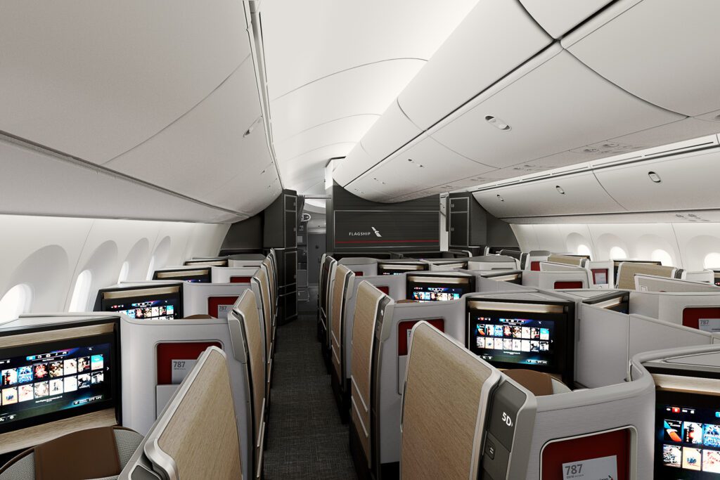 The new B787-9 American Airlines business class cabin - image courtesy of American Airlines