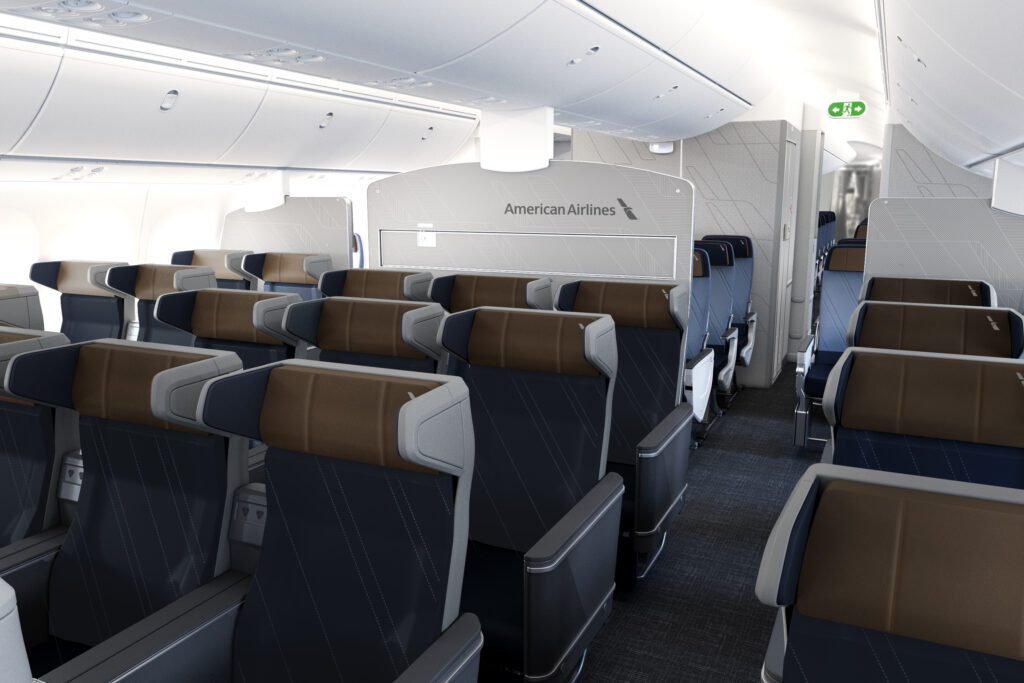 The new American Airlines Premium Economy cabin- Image courtesy of AA