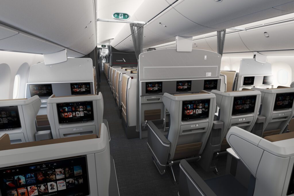The new American Airlines Premium Economy seats from the rear- Image courtesy of AA