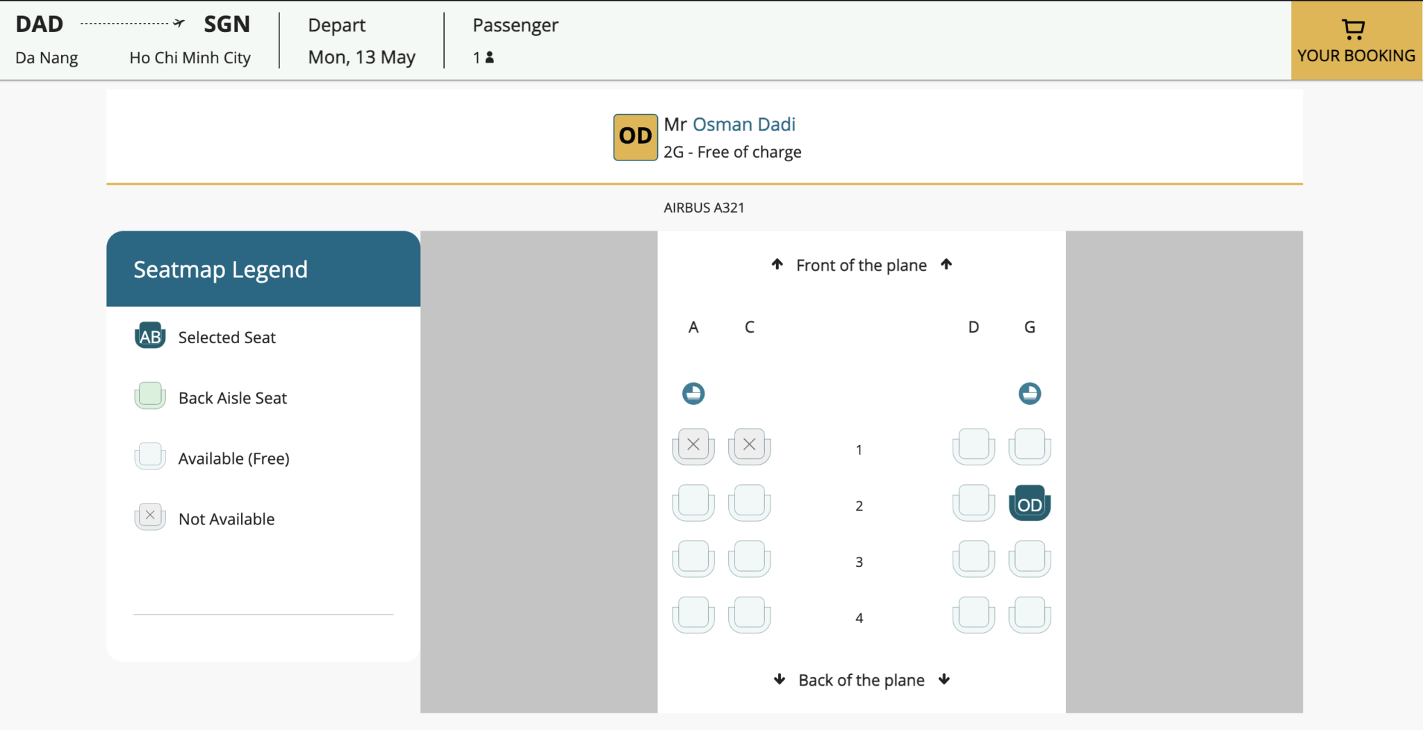 Vietnam Airlines A321 Business Class Da Nang to Ho Chi Minh City